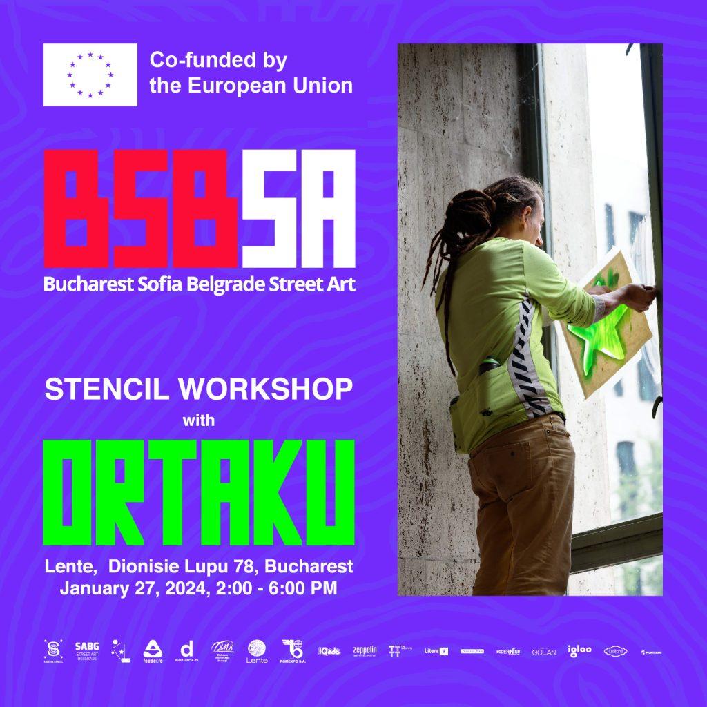 Street artist Ortaku leads stencil workshop as the inaugural event of BSBSA project